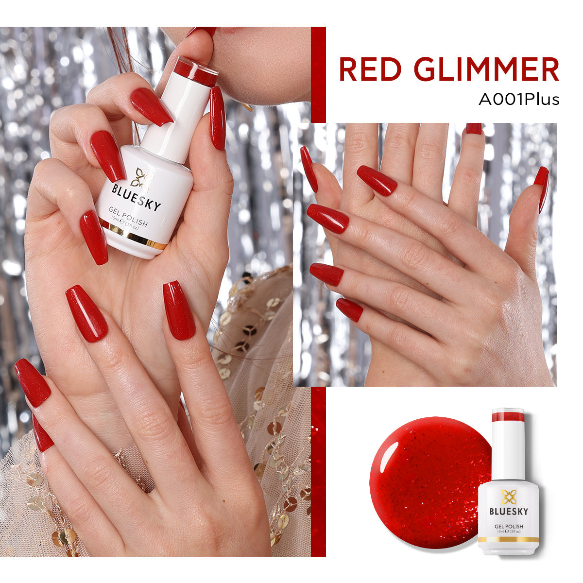 Gel Nail Polish | Classic PLUS | RED GLIMMER